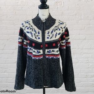 Jennifer Reed Chunky Handknit Zip Font Cardigan